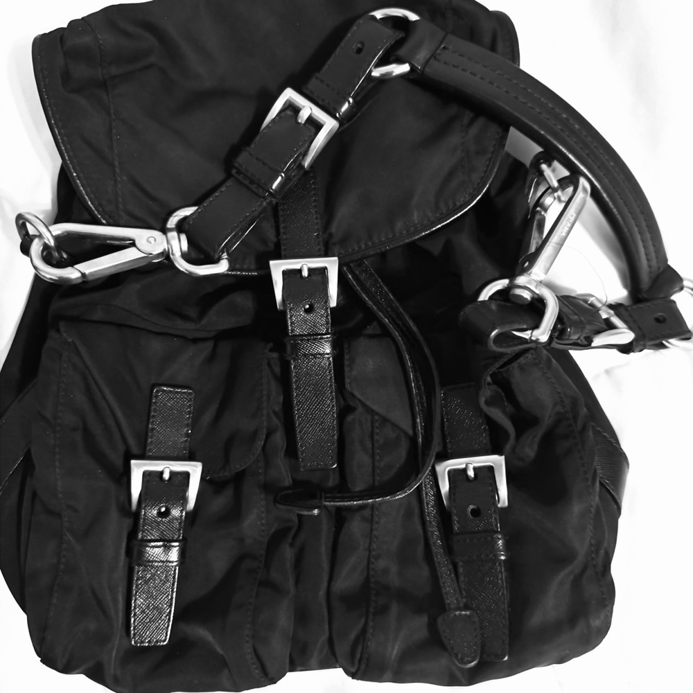Prada Black Nylon and Leather Crossbody Bag